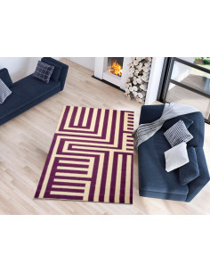 crevillente-venta-de-alfombras-online-precios-económicos-envio-gratis-geométrica-tattoo-lila-crema-Pura lana virgen natural 2