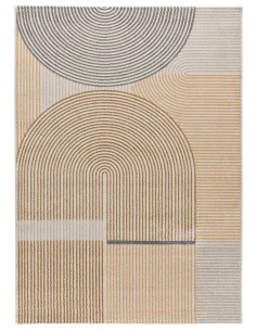 alfombra-geométrica-moderna-estilo Bauhaus-salón-elegante-tonos neutros